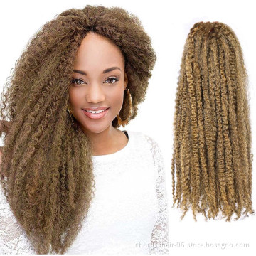 Wholesale cheap Ombre Long Afro Kinky Marley Braids Hair 20inch Twist Crochet Braids Hair Synthetic Braiding Hair Extension